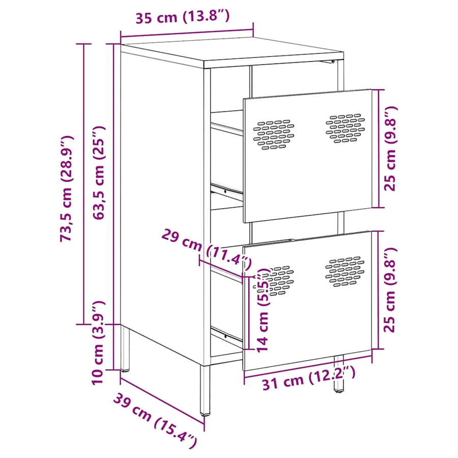 Buffet anthracite 35x39x73,5 cm acier laminé à froid - 13