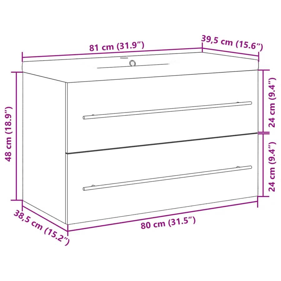 Ensemble de meubles de salle de bain 2 pcs chêne sonoma - 11