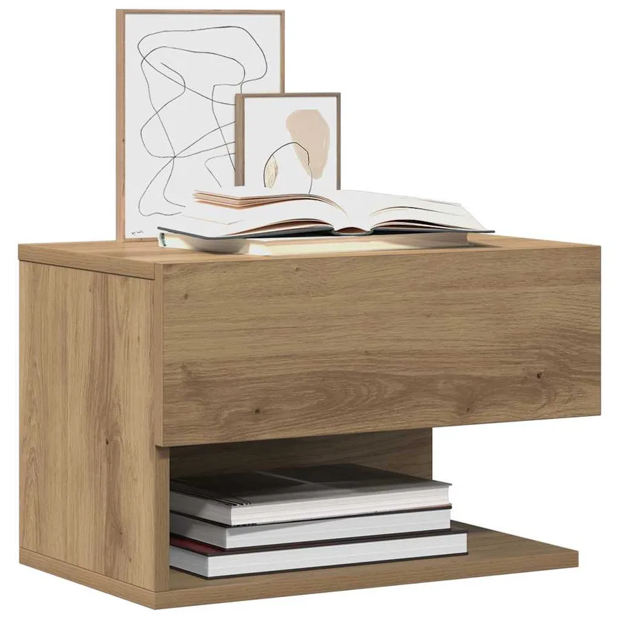 Tables de chevet murales 2 pcs chêne artisanal - 9