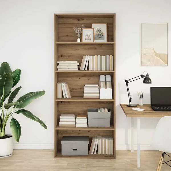 Bibliothèque chêne artisanal 80x30x189 cm bois d'ingénierie