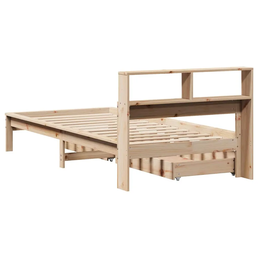 Lit bibliothèque sans matelas 90x190 cm bois de pin massif - 6