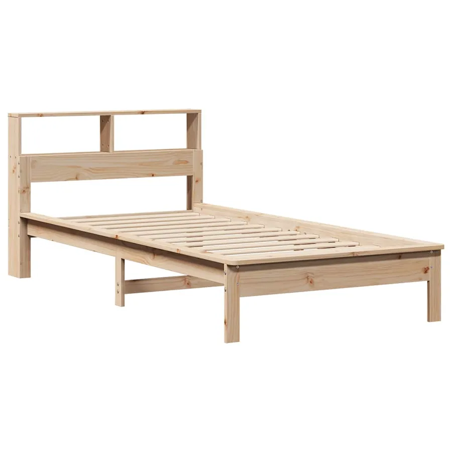Lit bibliothèque sans matelas 90x190 cm bois de pin massif - 7