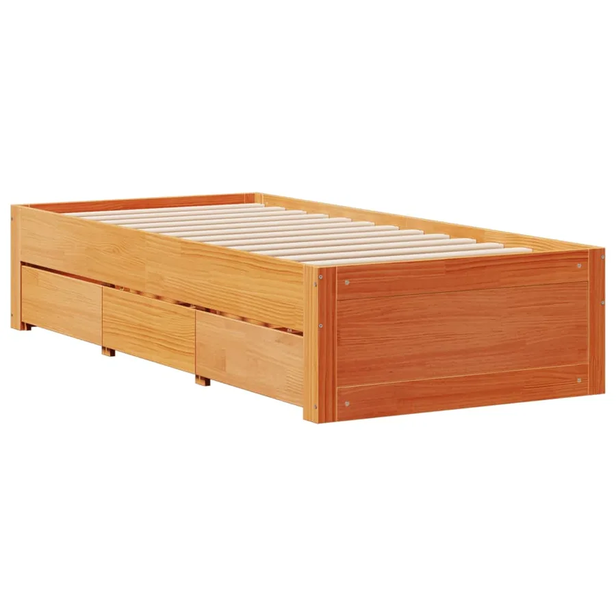 Cadre de lit sans matelas avec tiroirs 90x200cm bois pin massif - 3