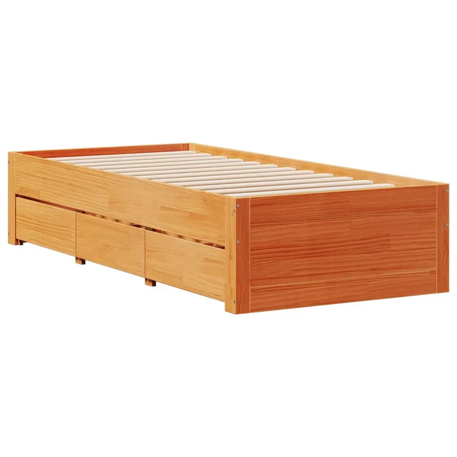 Cadre de lit sans matelas avec tiroirs 90x200cm bois pin massif - 6
