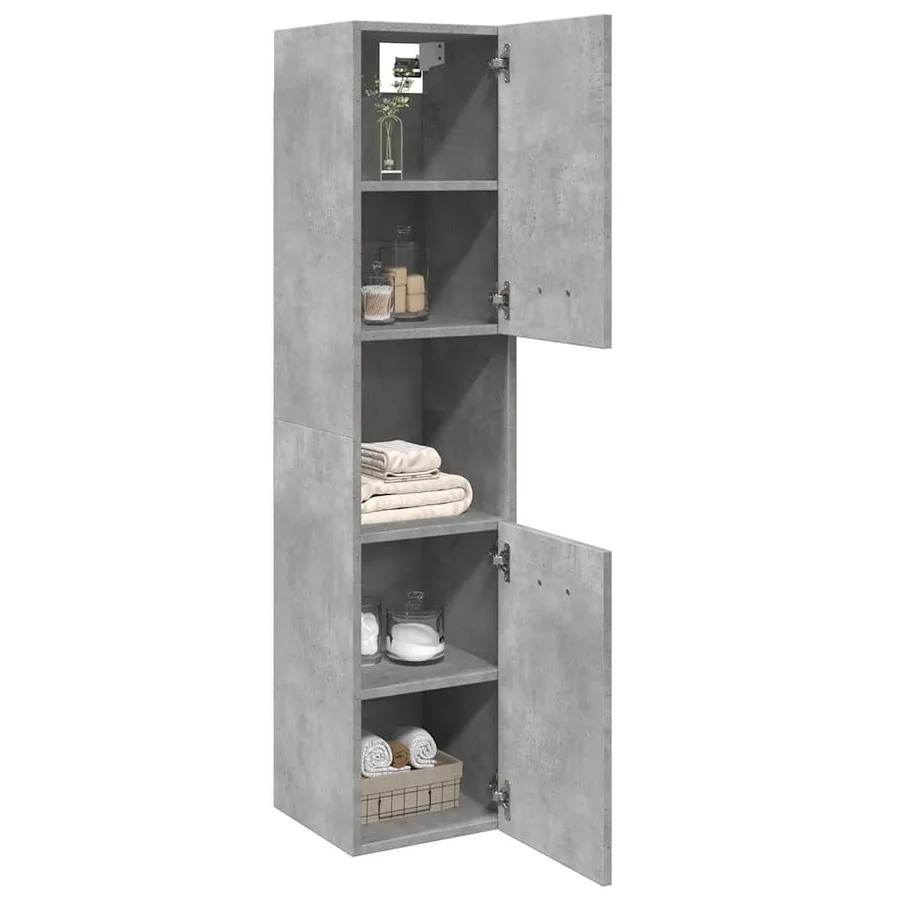 Armoire de salle de bain suspendue gris béton bois d'ingénierie - 3