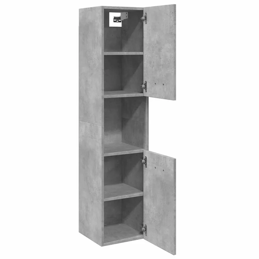 Armoire de salle de bain suspendue gris béton bois d'ingénierie - 5