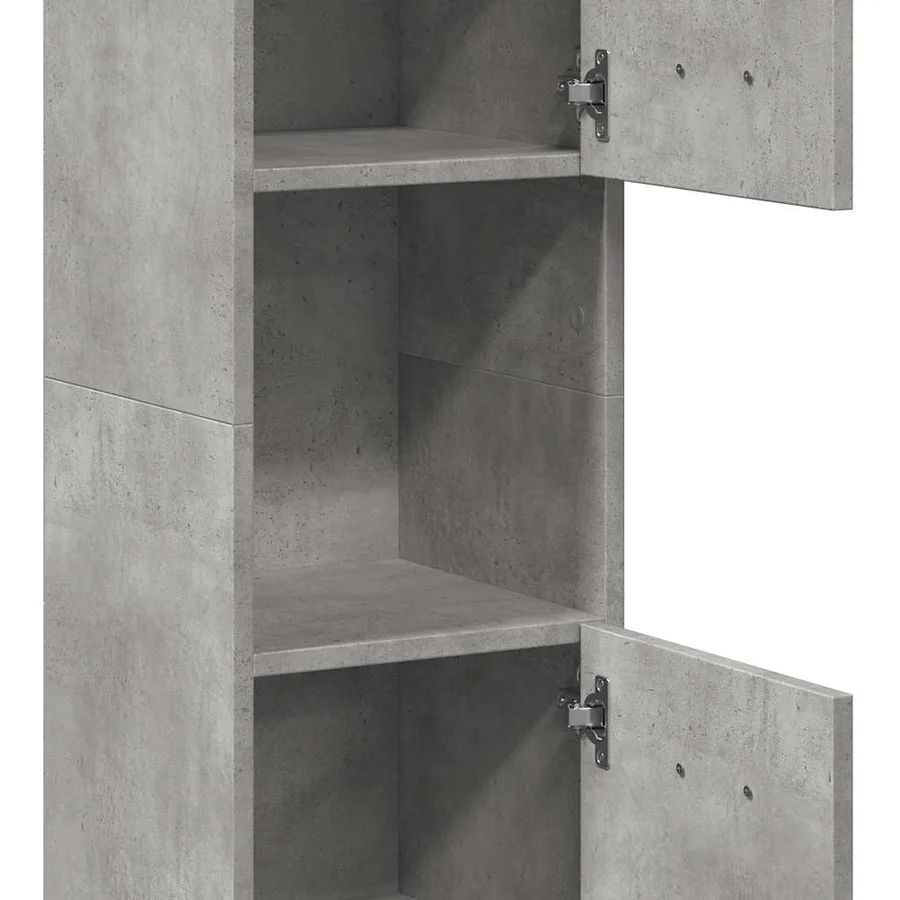 Armoire de salle de bain suspendue gris béton bois d'ingénierie - 9