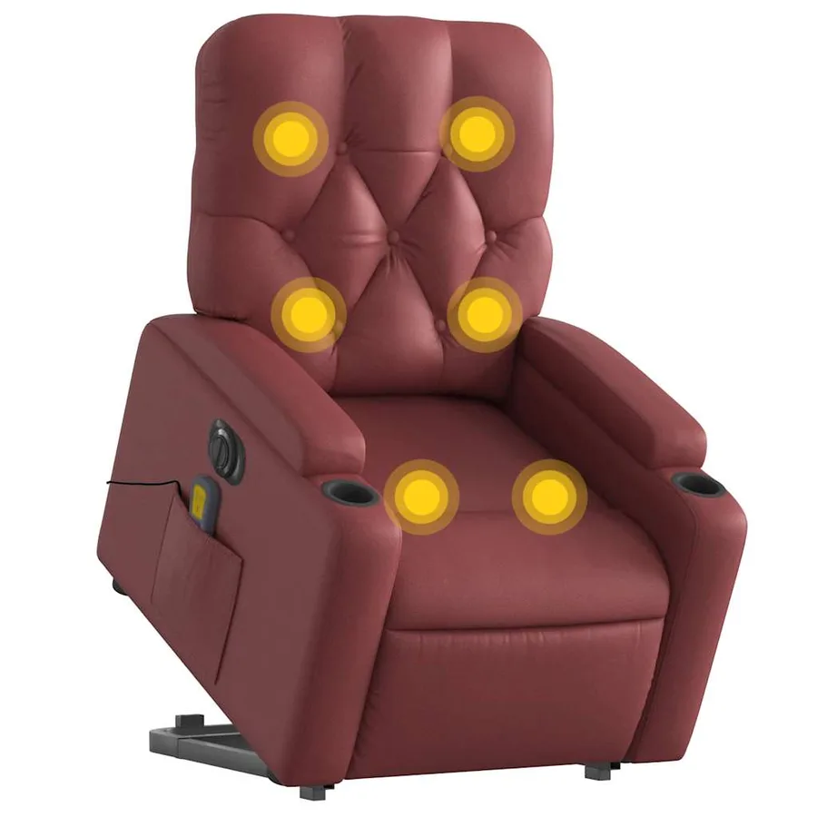 Fauteuil inclinable de massage électrique rouge bordeaux - 3