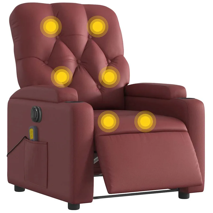 Fauteuil de massage inclinable électrique rouge bordeaux - 3