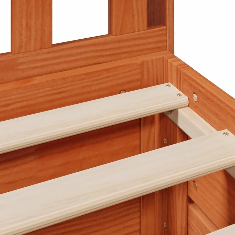 Lit bibliothèque sans matelas cire marron 75x190 cm pin massif - 13