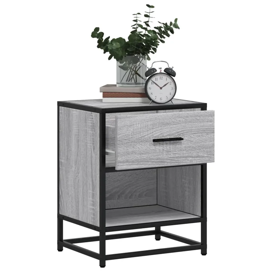 Table de chevet sonoma gris 40x31x50 cm bois d'ingénierie - 4
