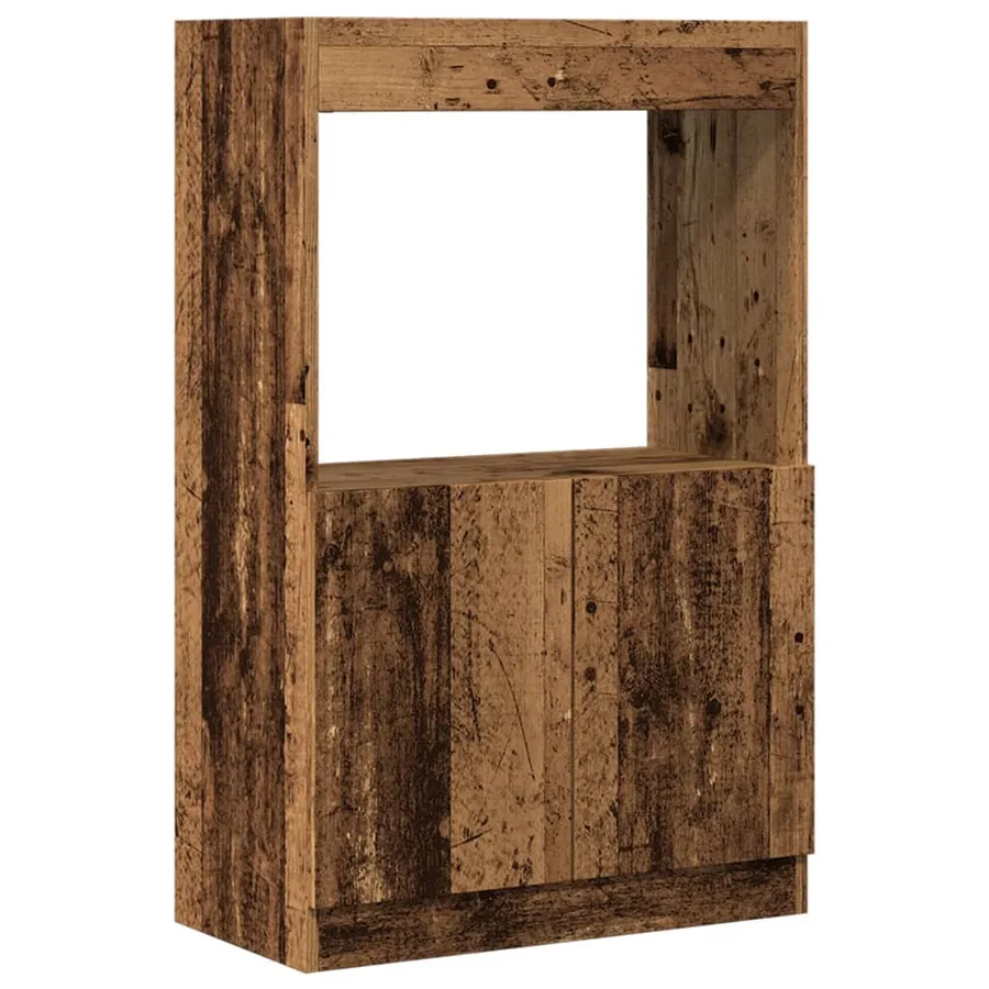 Buffet haut vieux bois 63x33x100 cm bois d'ingénierie - 2