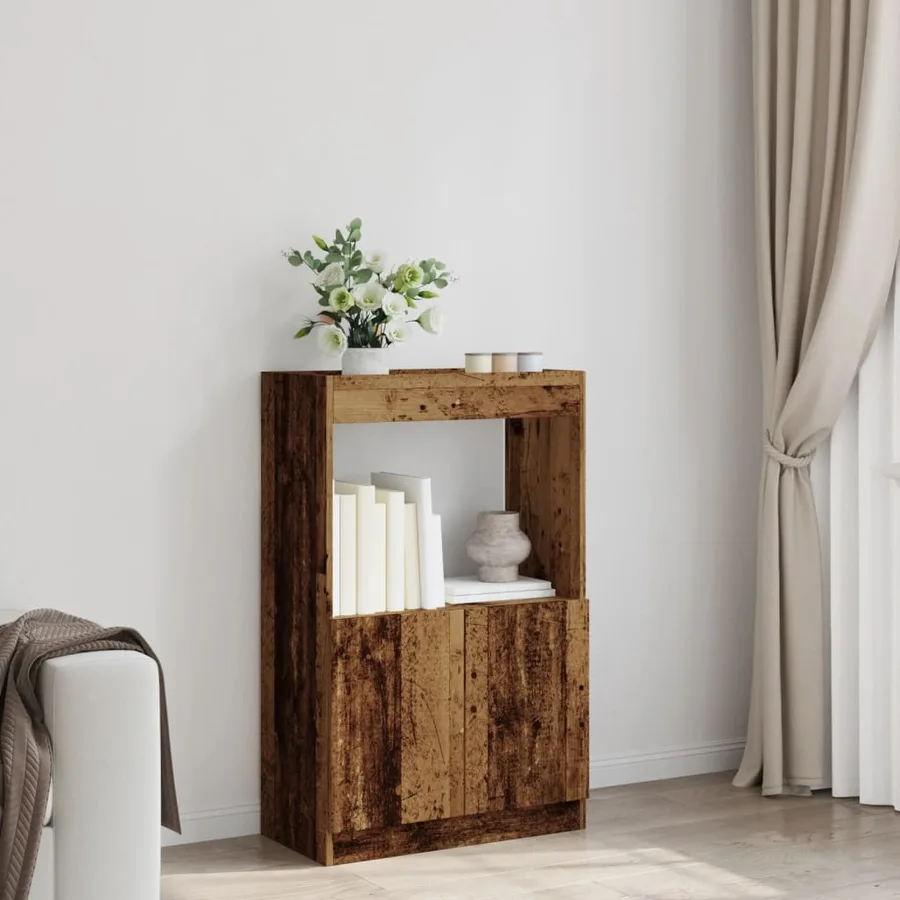 Buffet haut vieux bois 63x33x100 cm bois d'ingénierie - 3