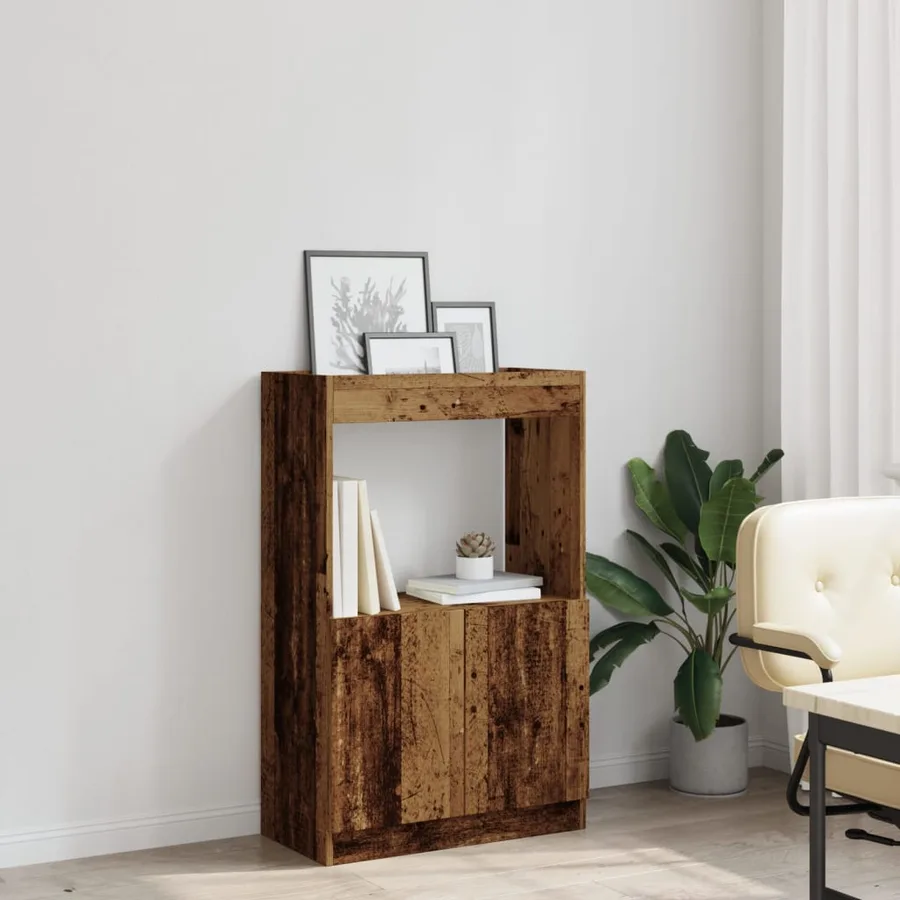 Buffet haut vieux bois 63x33x100 cm bois d'ingénierie - 4