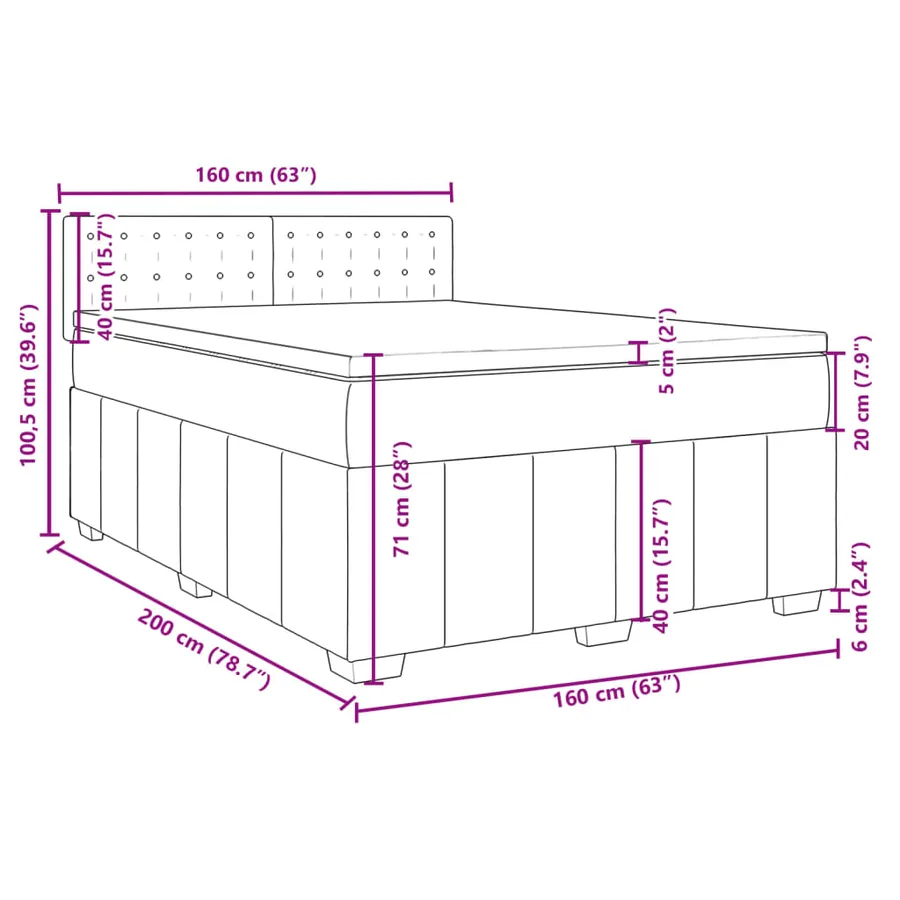 Sommier à lattes de lit avec matelas Bleu 160x200 cm Tissu - 13
