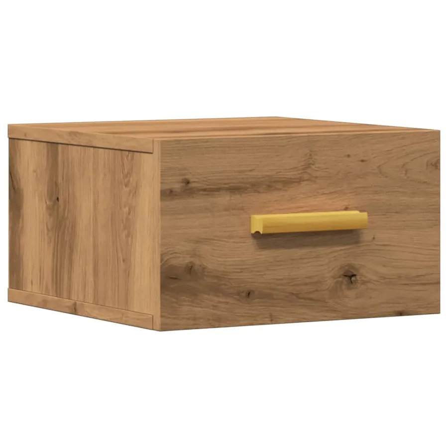 Table de chevet murale chêne artisanal 35x35x20 cm - 2