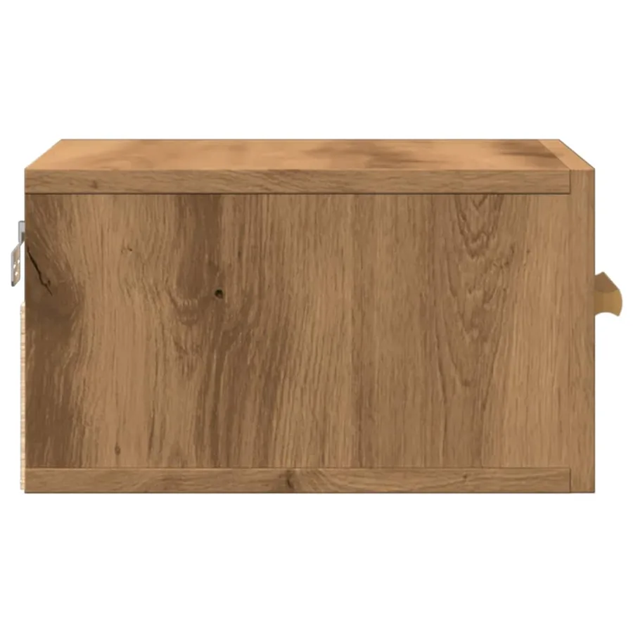 Table de chevet murale chêne artisanal 35x35x20 cm - 7