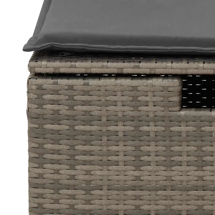 Salon de jardin 8 pcs avec coussins gris résine tressée - 15