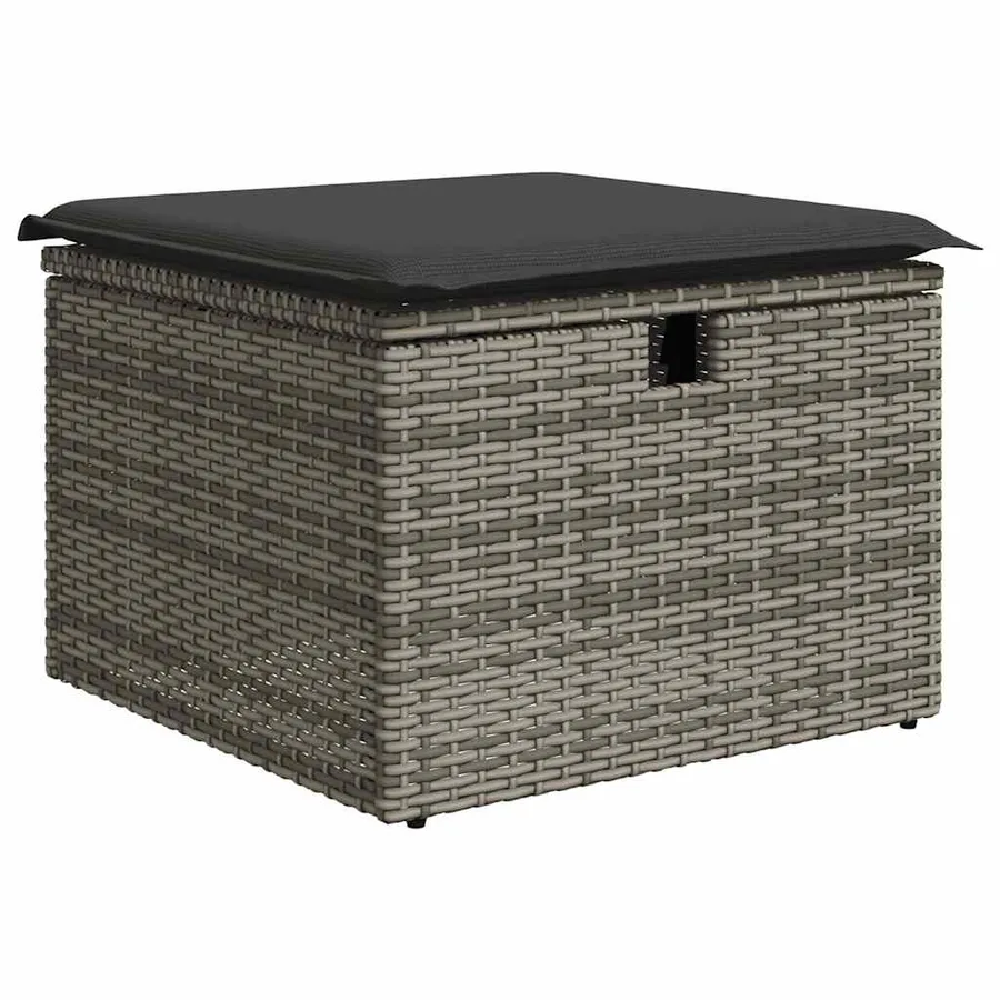 Salon de jardin 8 pcs avec coussins gris résine tressée - 6