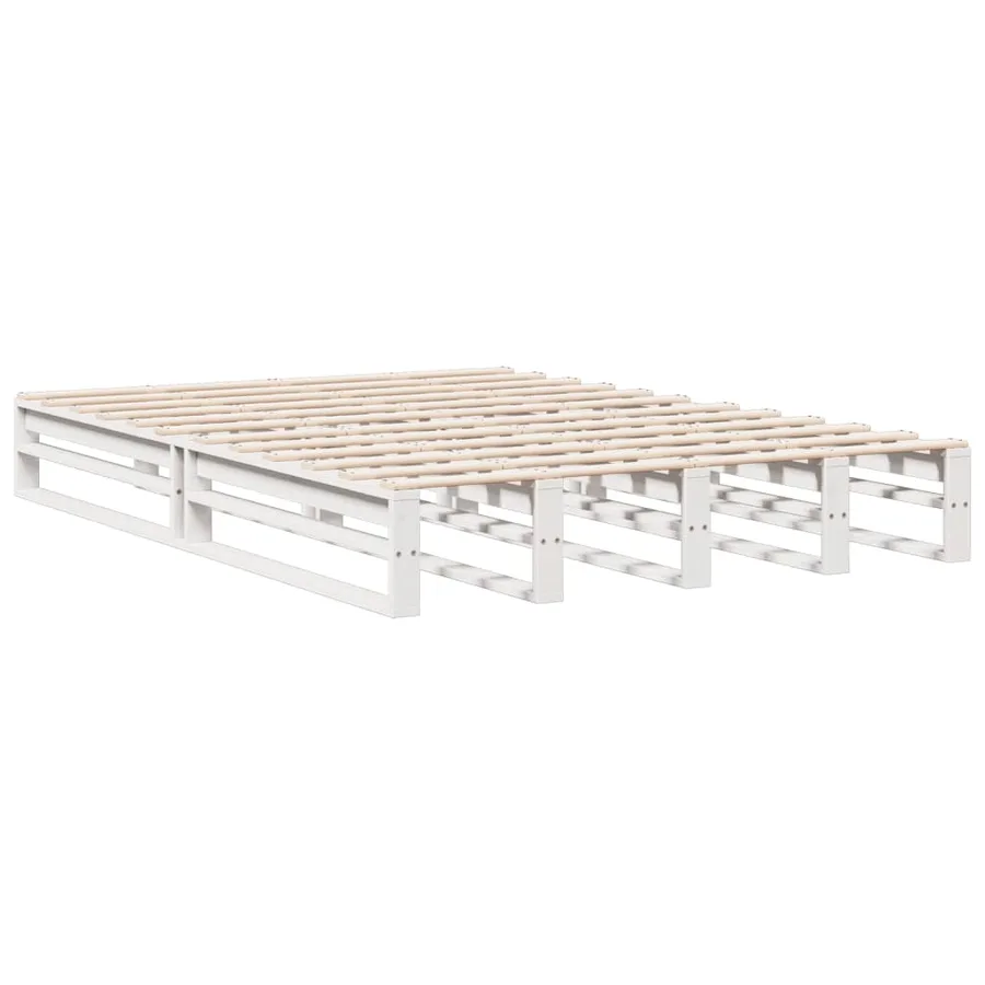 Lit bibliothèque sans matelas blanc 150x200 cm bois pin massif - 5