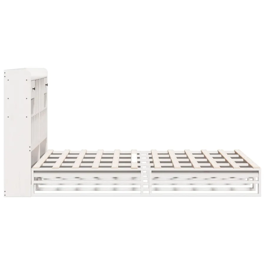 Lit bibliothèque sans matelas blanc 150x200 cm bois pin massif - 7