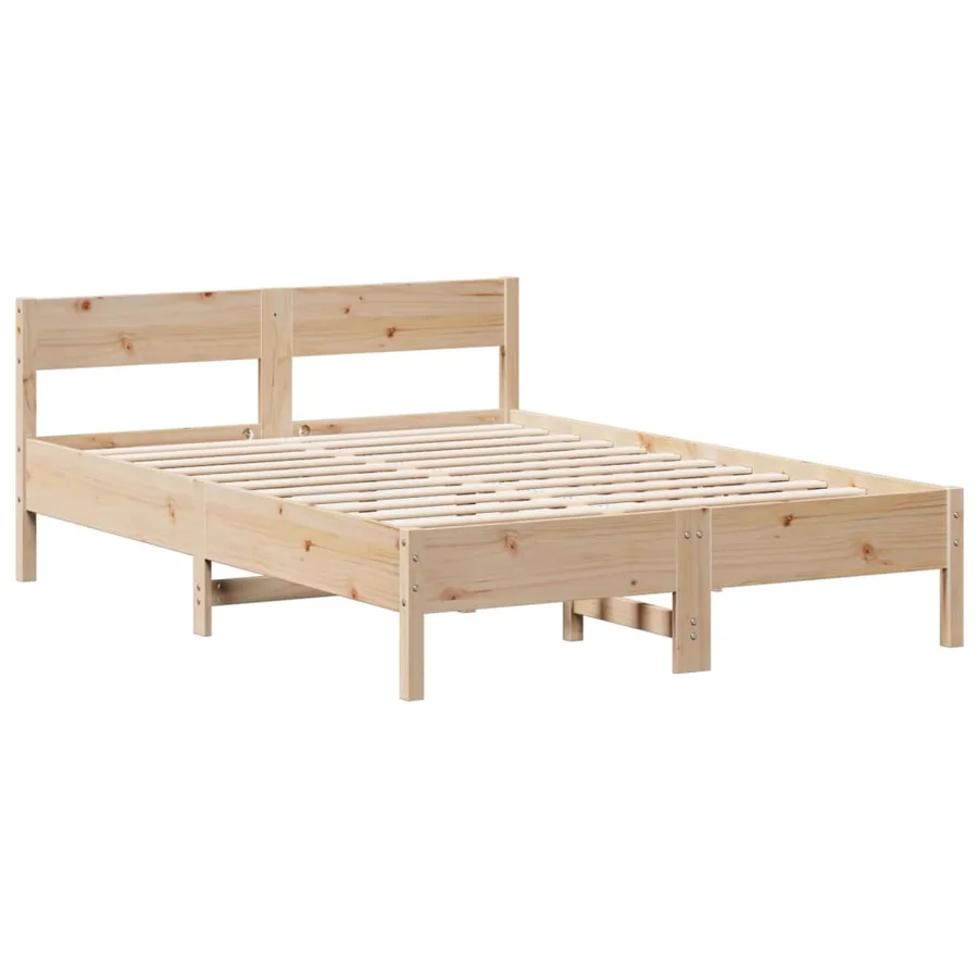 Lit bibliothèque sans matelas 140x200 cm bois massif de pin - 8