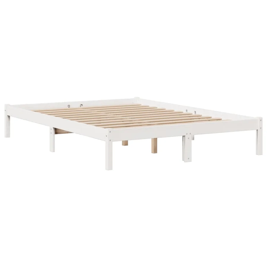 Lit bibliothèque sans matelas blanc 150x200 cm bois pin massif - 5