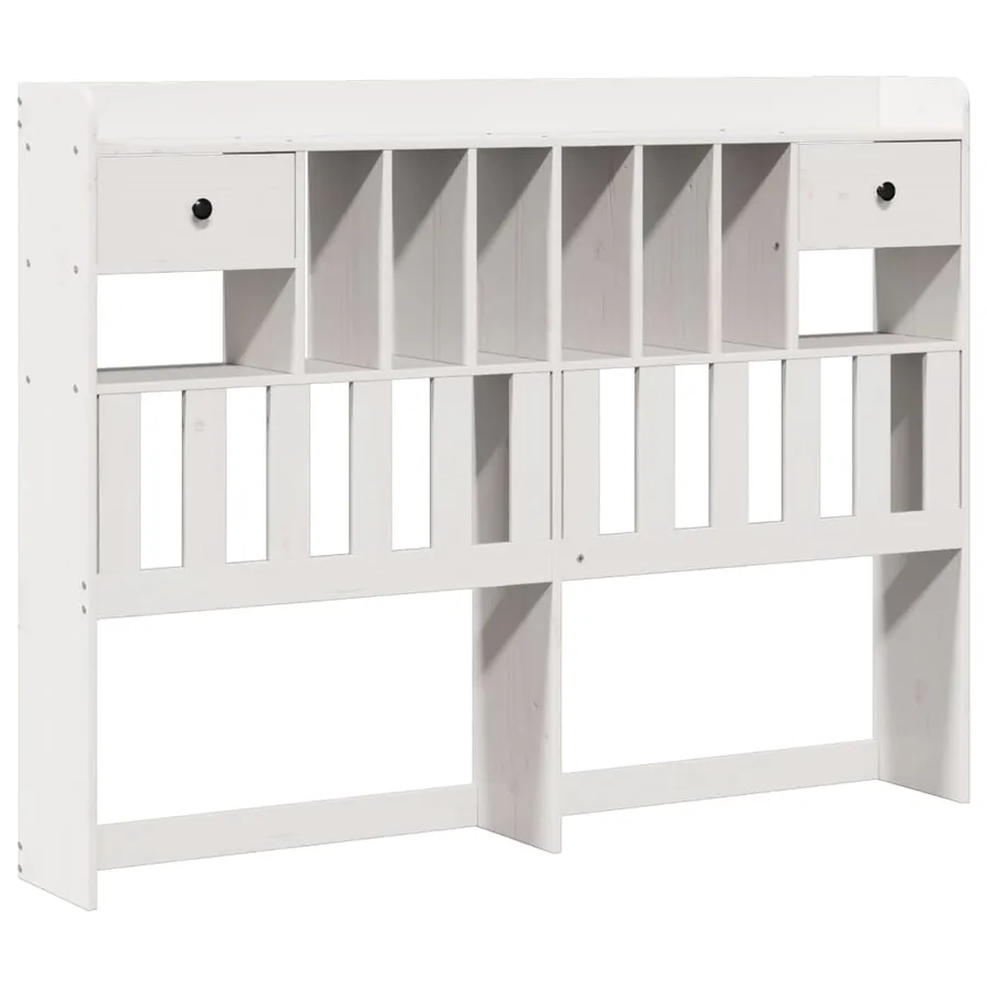 Lit bibliothèque sans matelas blanc 150x200 cm bois pin massif - 6