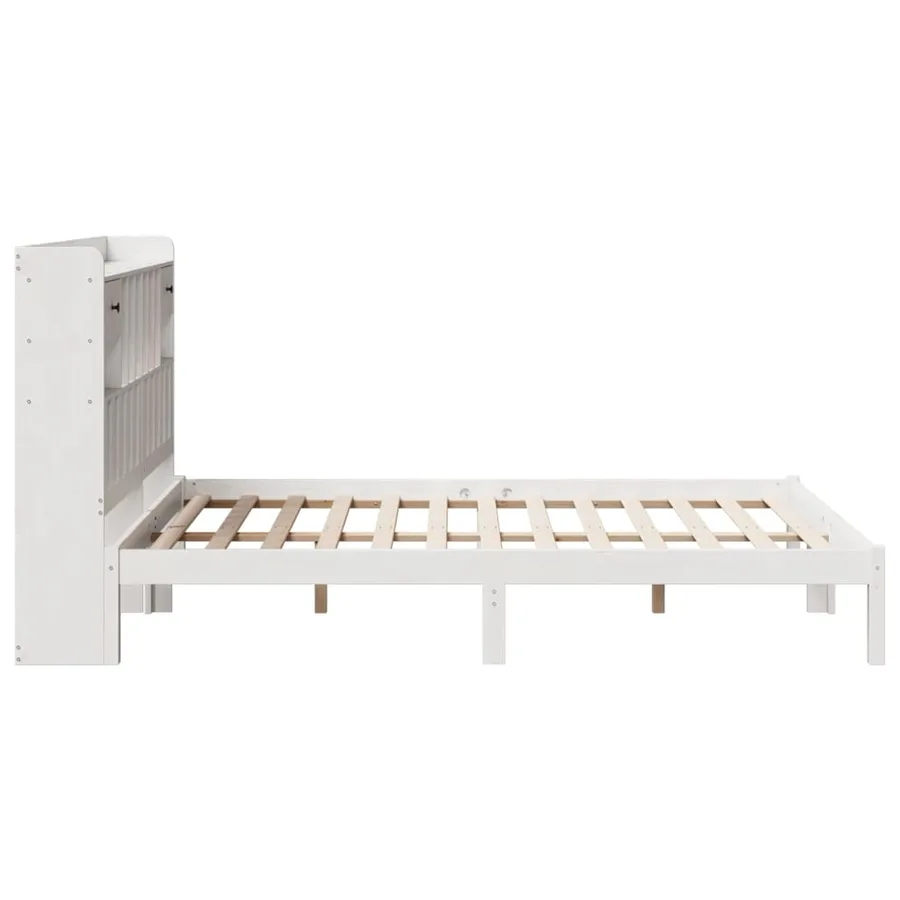 Lit bibliothèque sans matelas blanc 150x200 cm bois pin massif - 7