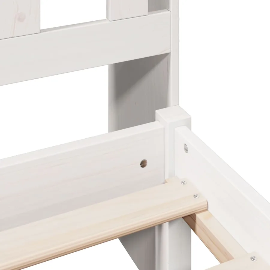 Lit bibliothèque sans matelas blanc 150x200 cm bois pin massif - 9