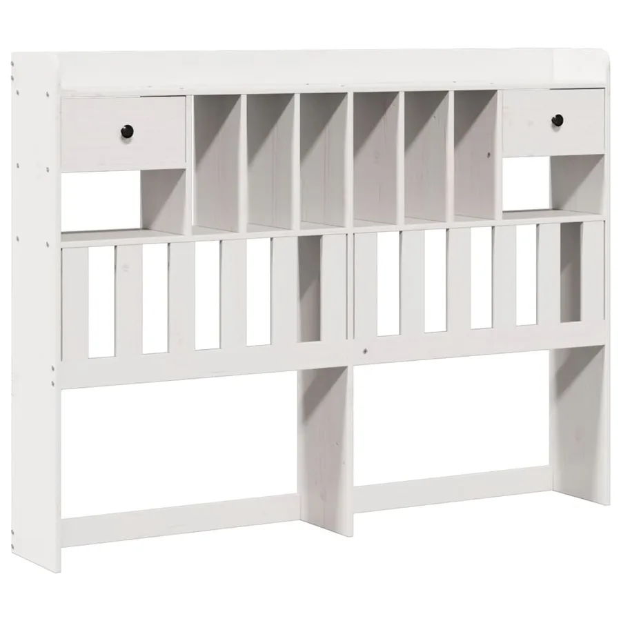 Lit bibliothèque sans matelas blanc 160x200 cm bois pin massif - 7