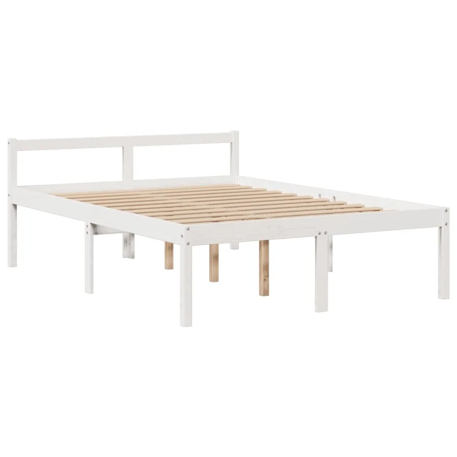 Lit bibliothèque sans matelas blanc 160x200 cm bois pin massif - 8