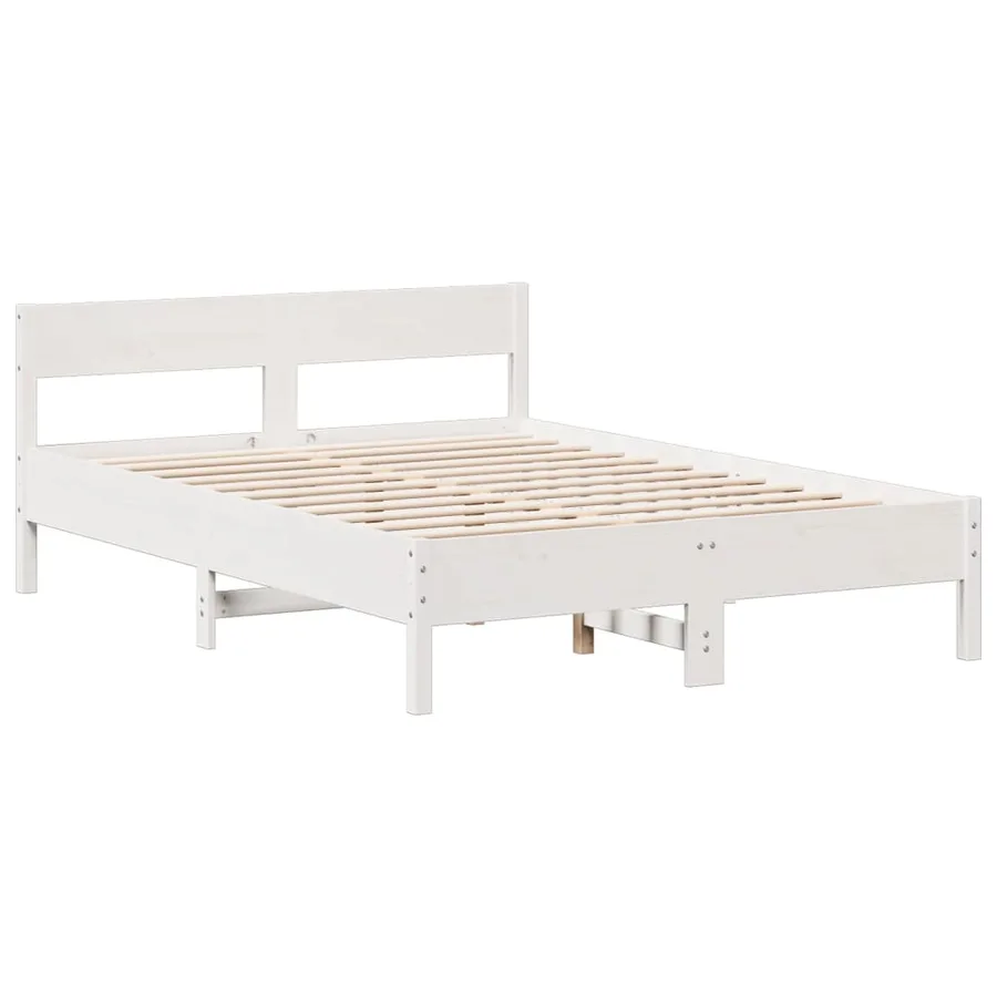 Lit bibliothèque sans matelas blanc 150x200 cm bois pin massif - 8