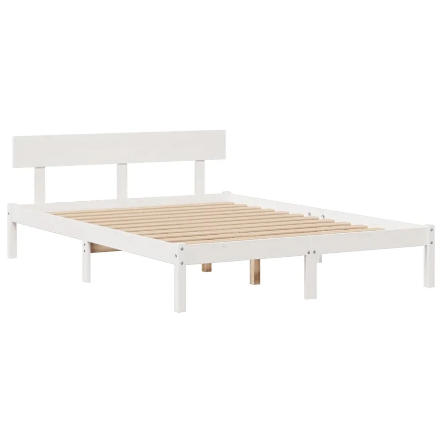 Lit bibliothèque sans matelas blanc 150x200 cm bois pin massif - 5