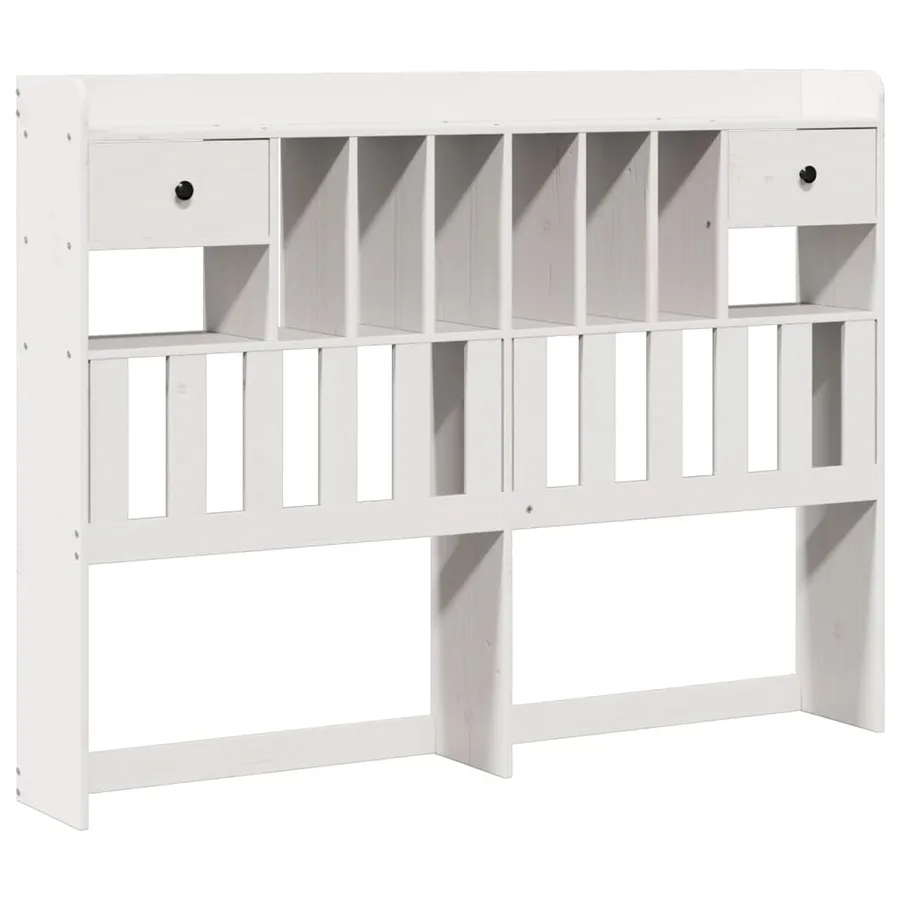 Lit bibliothèque sans matelas blanc 150x200 cm bois pin massif - 6