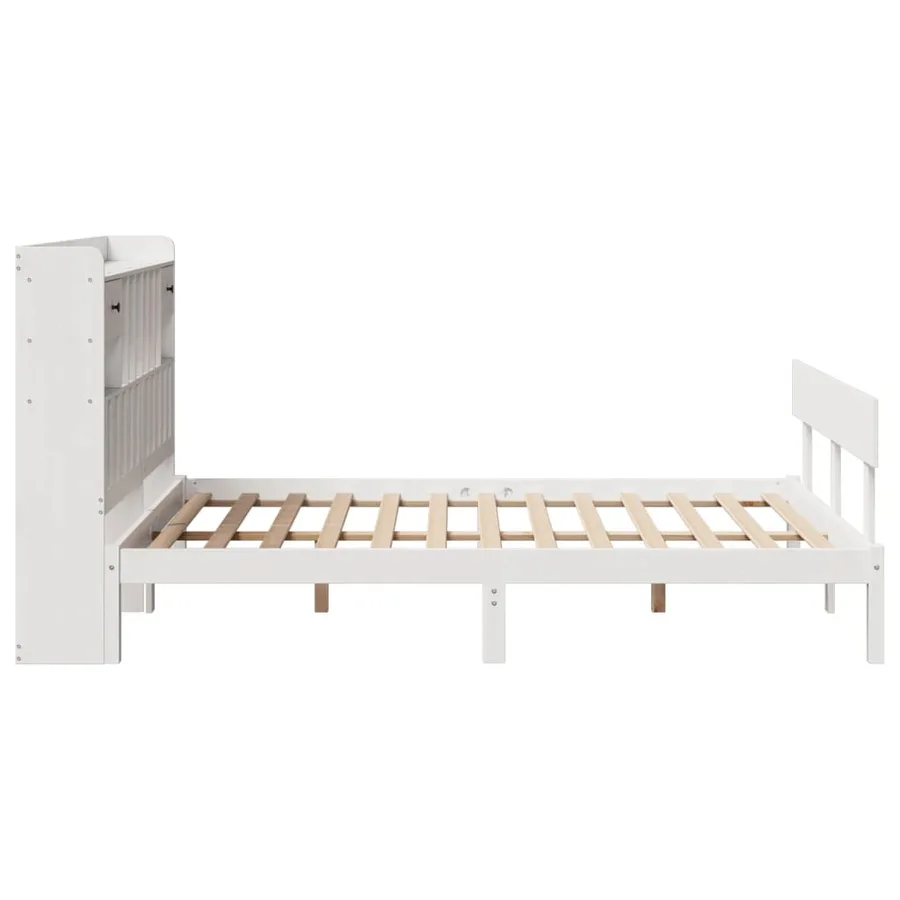 Lit bibliothèque sans matelas blanc 150x200 cm bois pin massif - 7