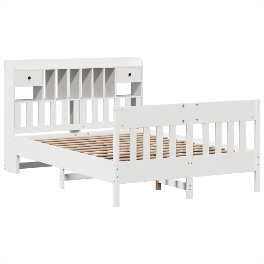 Cadre de lit sans matelas blanc 140x190 cm bois de pin massif - 3
