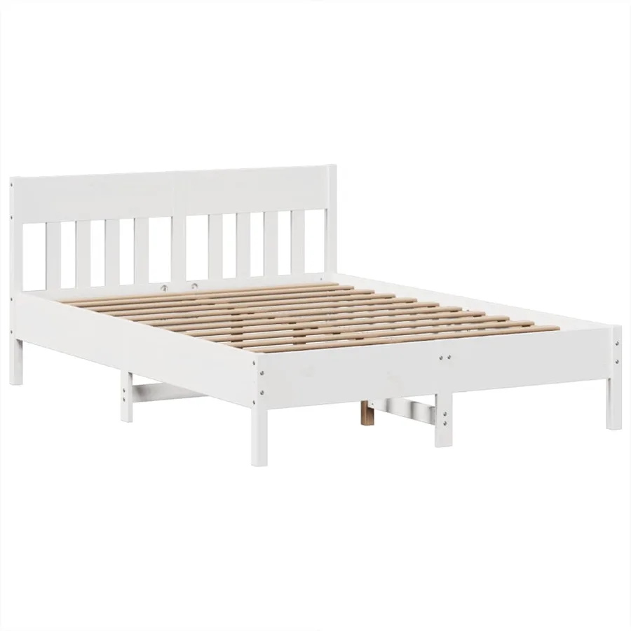 Cadre de lit sans matelas blanc 140x190 cm bois de pin massif - 5