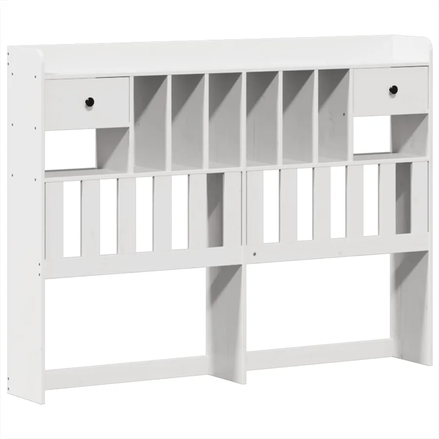 Cadre de lit sans matelas blanc 140x190 cm bois de pin massif - 6