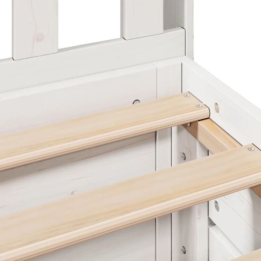 Lit bibliothèque sans matelas blanc 140x190 cm bois pin massif - 13