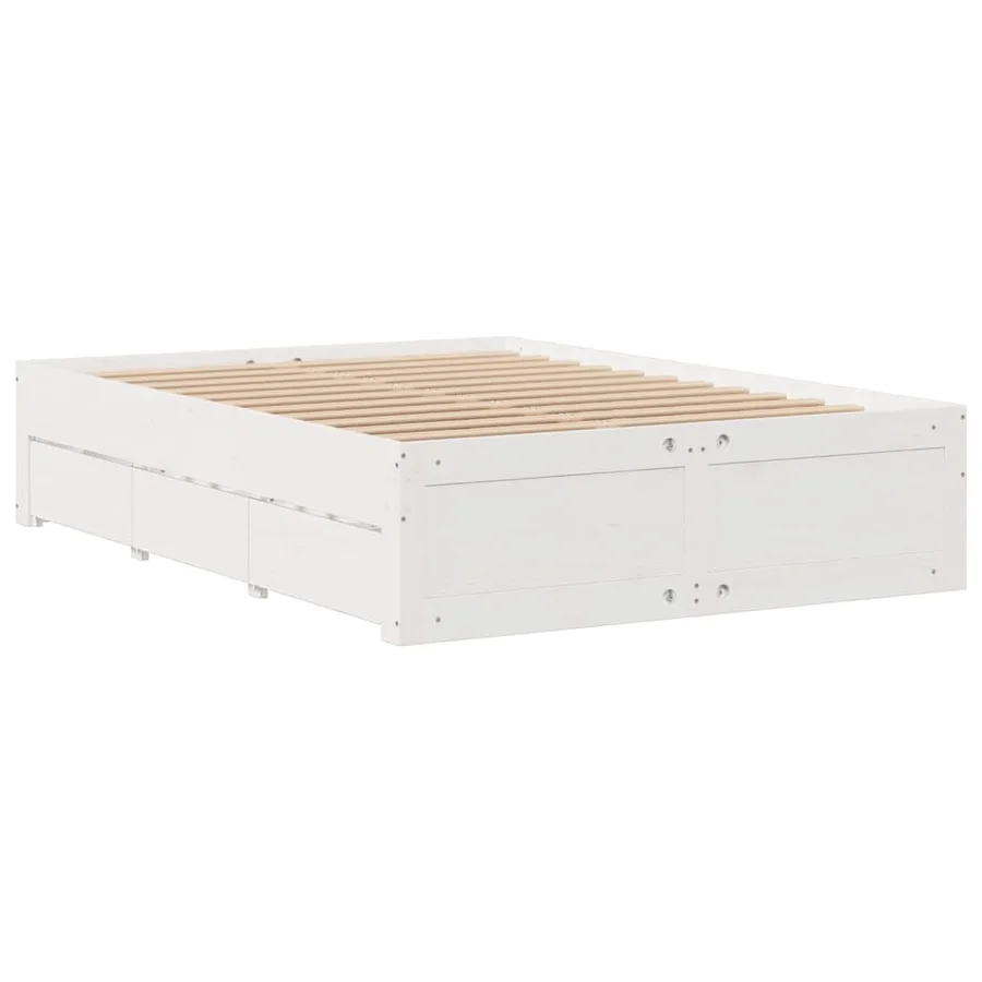 Lit bibliothèque sans matelas blanc 140x190 cm bois pin massif - 6