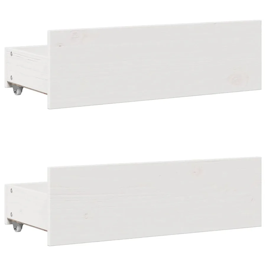 Lit bibliothèque sans matelas blanc 140x190 cm bois pin massif - 9