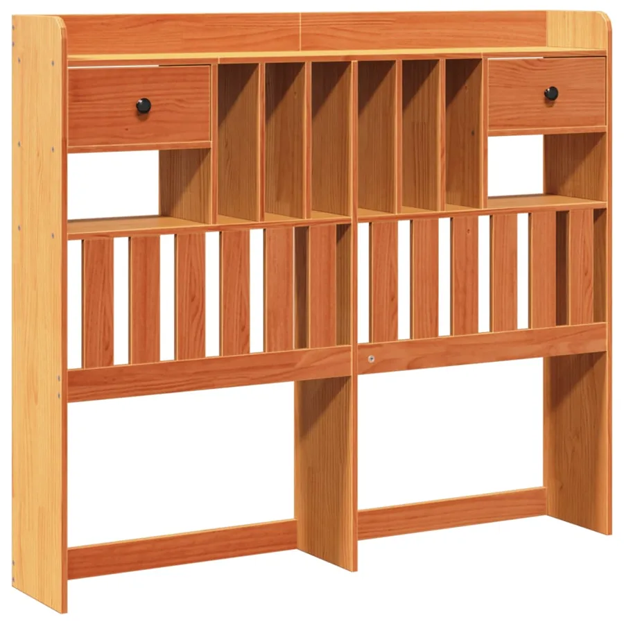 Lit bibliothèque sans matelas cire marron 160x200 cm pin massif - 7