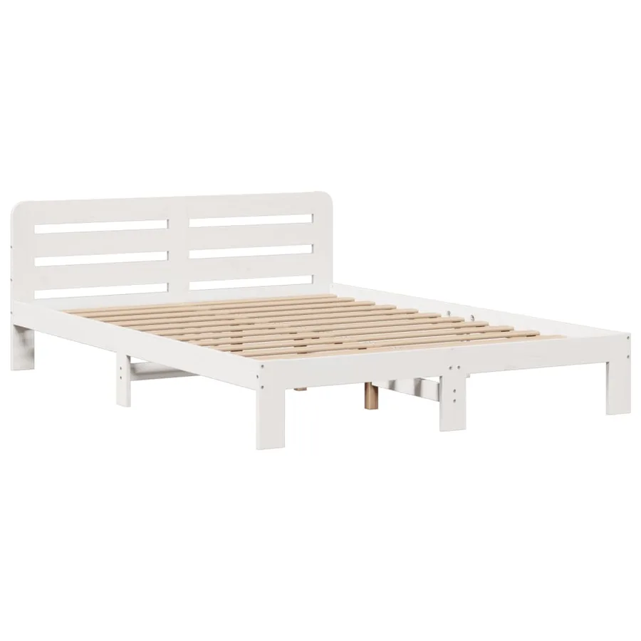 Lit bibliothèque sans matelas blanc 140x200 cm bois pin massif - 5