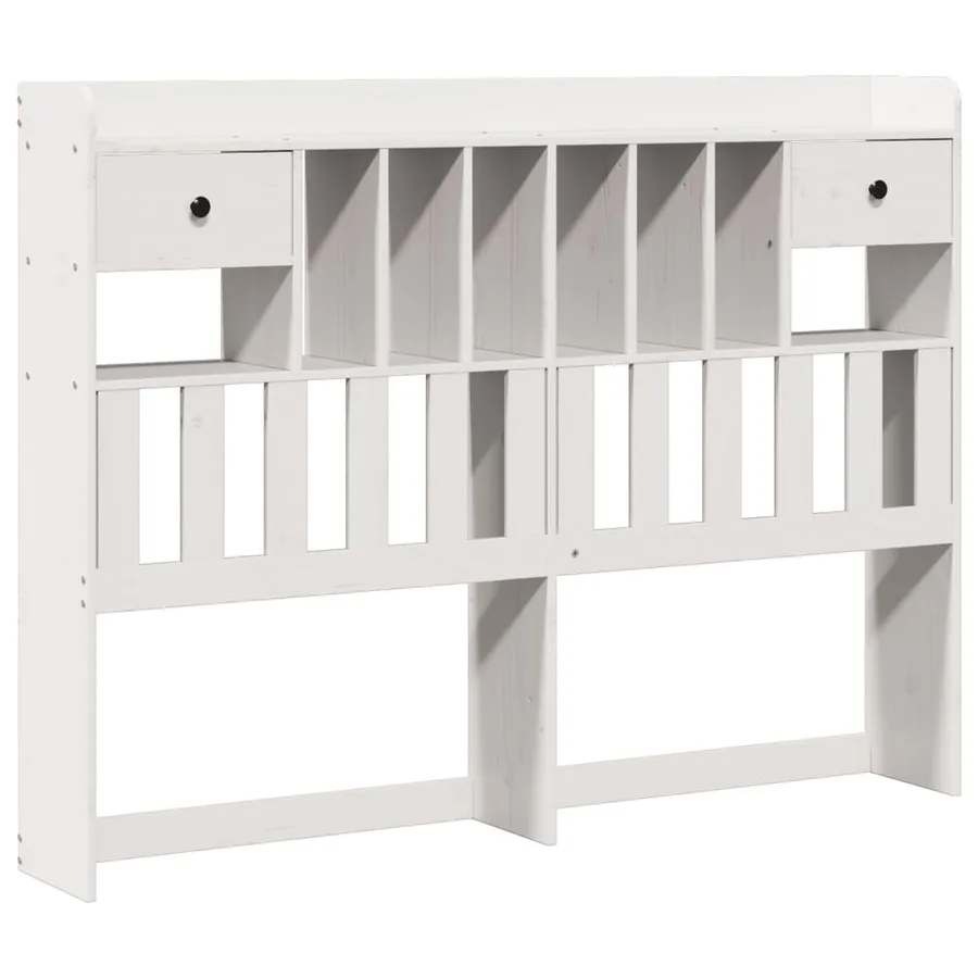 Lit bibliothèque sans matelas blanc 140x200 cm bois pin massif - 6