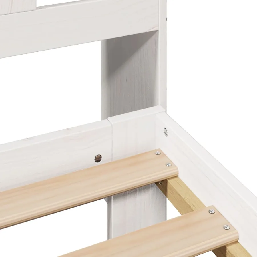 Lit bibliothèque sans matelas blanc 140x200 cm bois pin massif - 9
