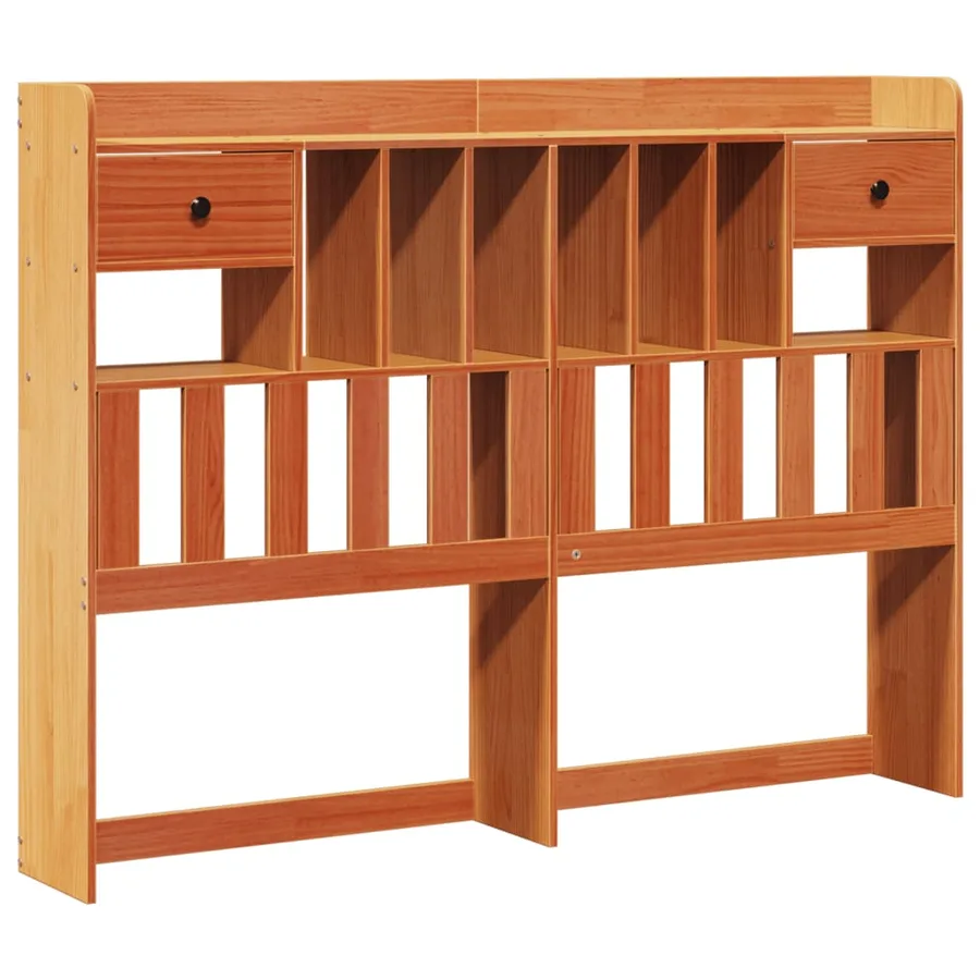 Lit bibliothèque sans matelas cire marron 150x200 cm pin massif - 7
