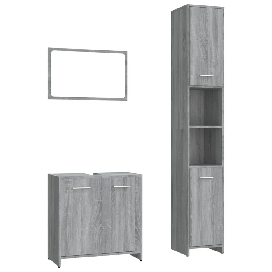 Ensemble de meubles de salle de bain 3 pcs Sonoma gris - 2