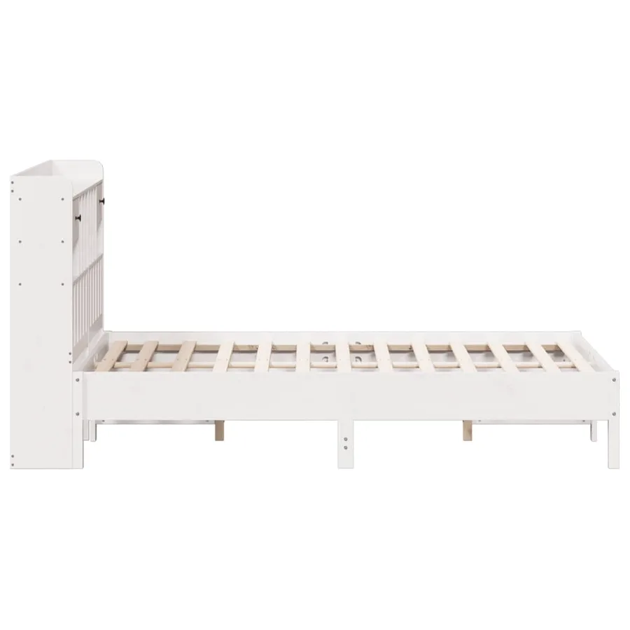 Lit bibliothèque sans matelas blanc 140x200 cm bois pin massif - 5