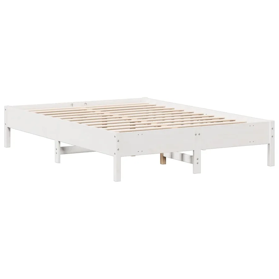 Lit bibliothèque sans matelas blanc 140x200 cm bois pin massif - 8